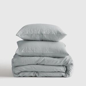Quince NWOT  European Linen Duvet Cover Set in Grey&White Stripe King/Cal 959